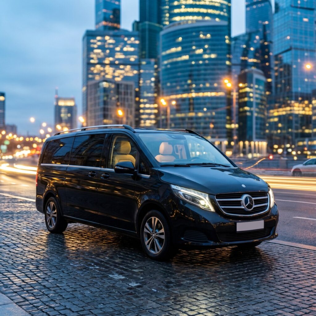 van mercedes v-class avec chauffeur privé vtc à rennes pour transport de groupe
