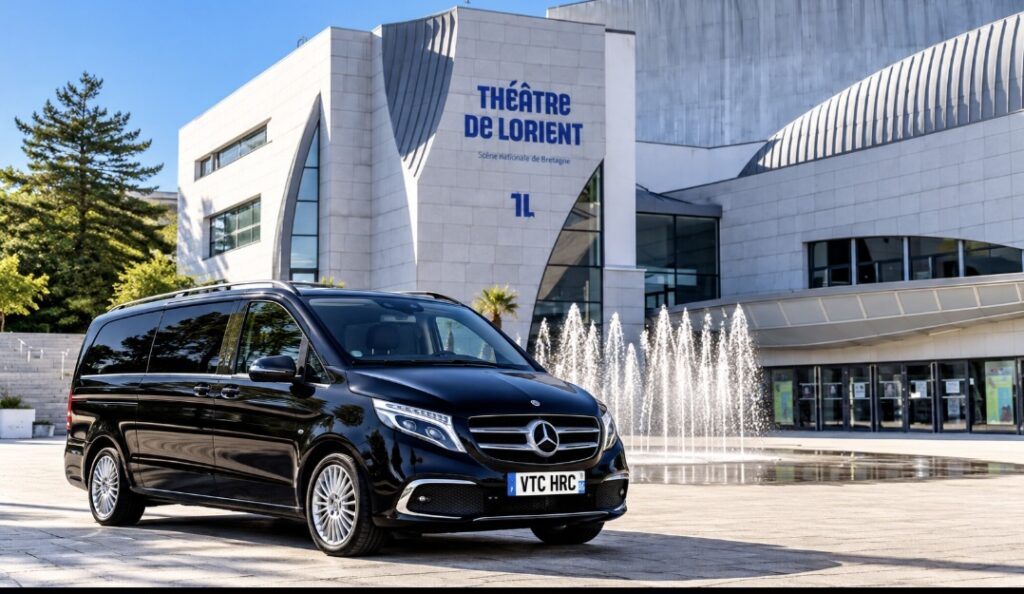 Véhicule VTC HRC devant le théâtre de Lorient pour événements et mise à disposition avec chauffeur